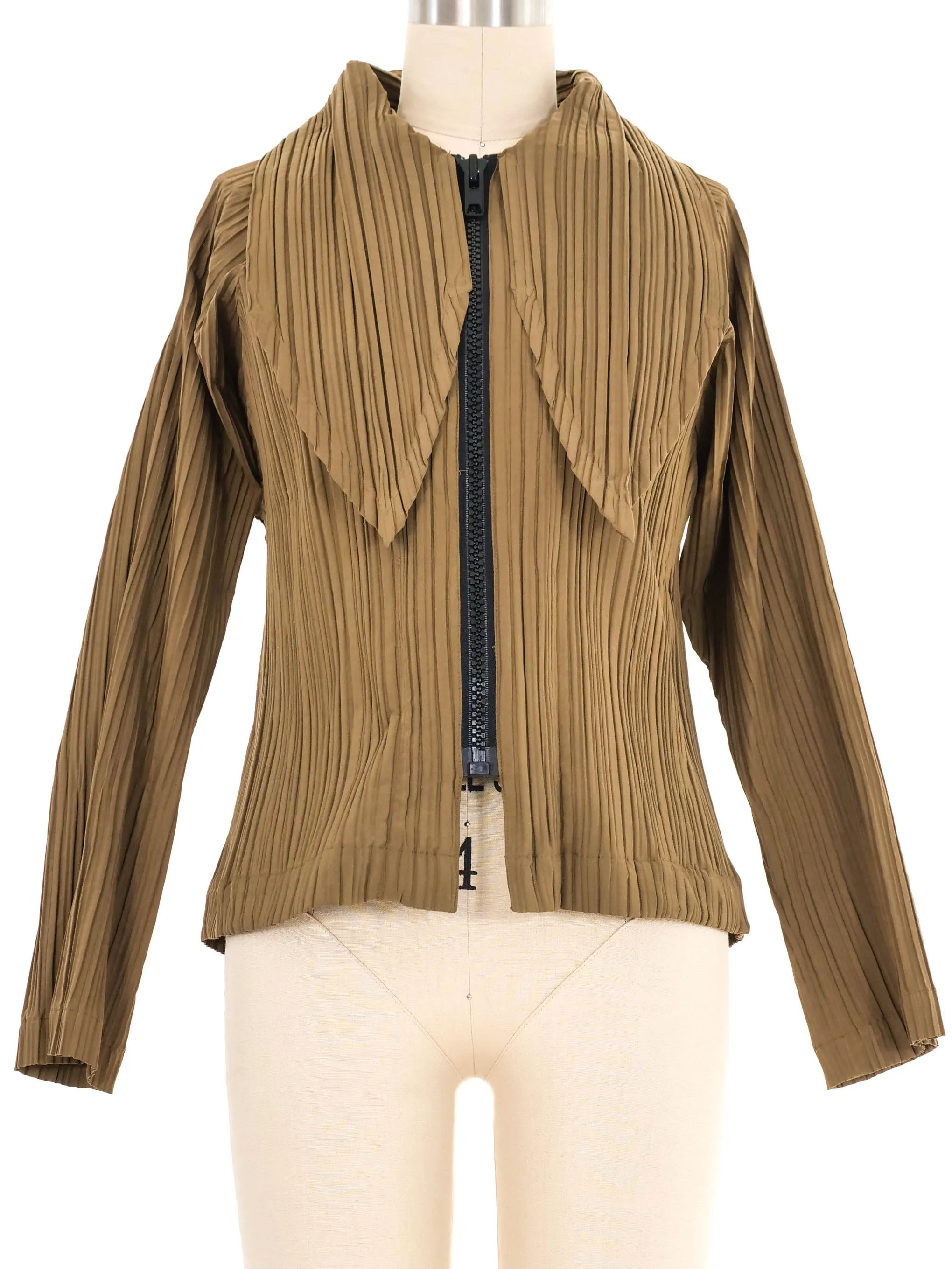 1980s Issey Miyake Pleated Khaki Skirt Ensemble