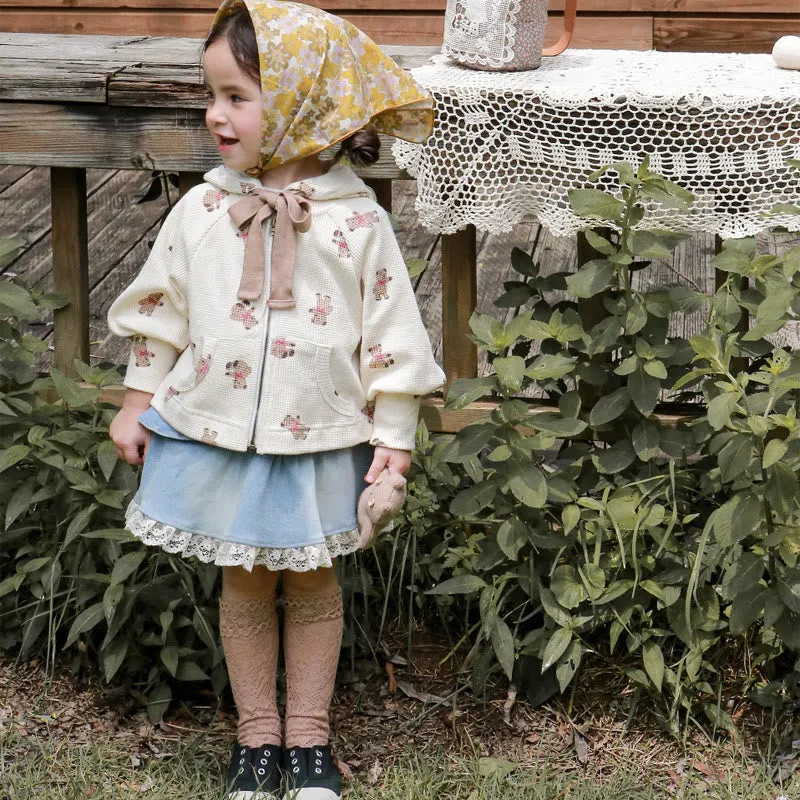 Baby Bear Teddy Bow Hooded Waffle Coat