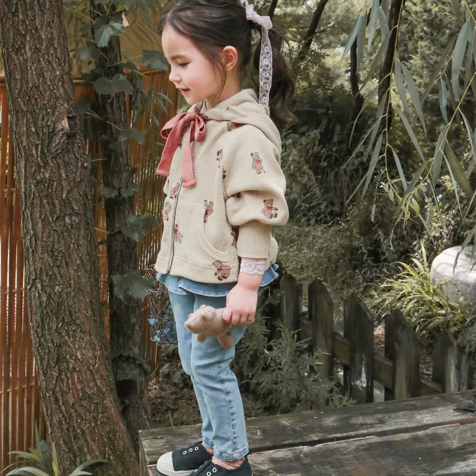 Baby Bear Teddy Bow Hooded Waffle Coat