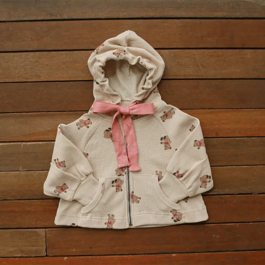 Baby Bear Teddy Bow Hooded Waffle Coat