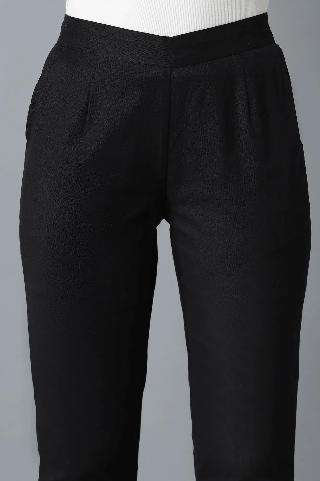 Black Roll-up Hem Trousers