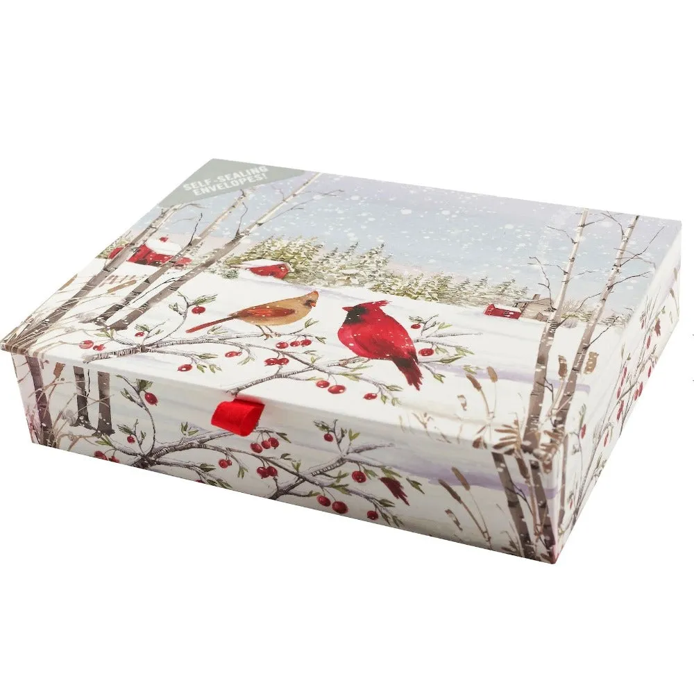 Cardinals in Winter Deluxe Boxed Holiday Cards