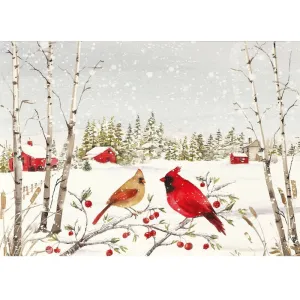 Cardinals in Winter Deluxe Boxed Holiday Cards