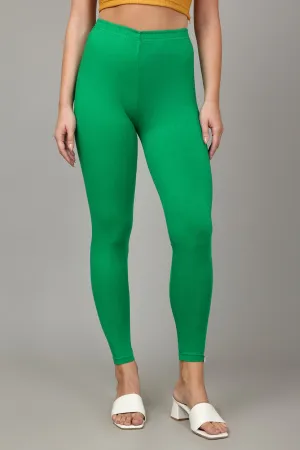 COTTON ANKLE LEGGINGS - LEAF GREEN