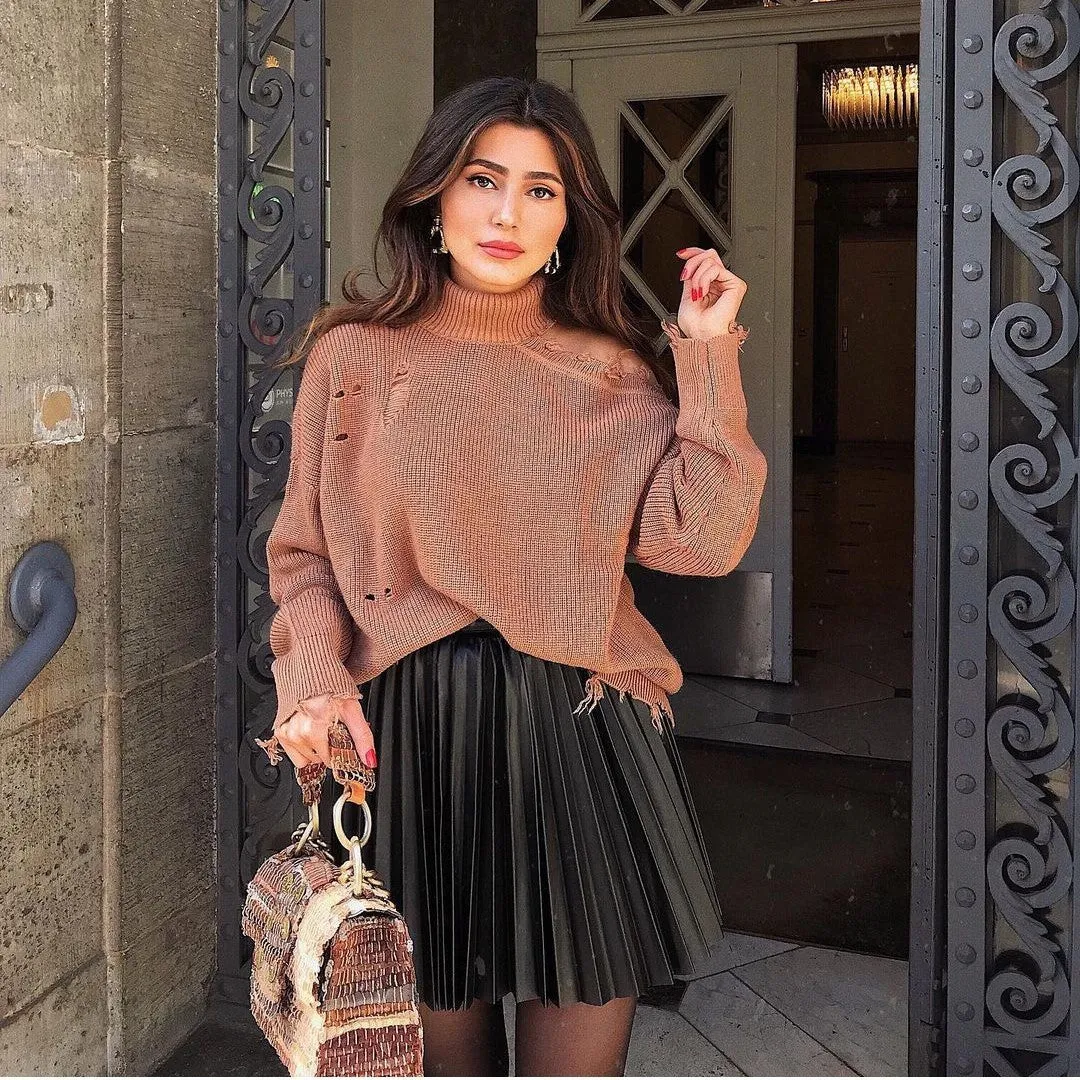 Donna – Draped Pleated Knitted Mini Skirt