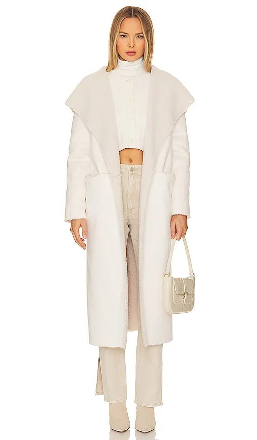 Ena Pelly Reversible Faux Fur Coat in Ivory