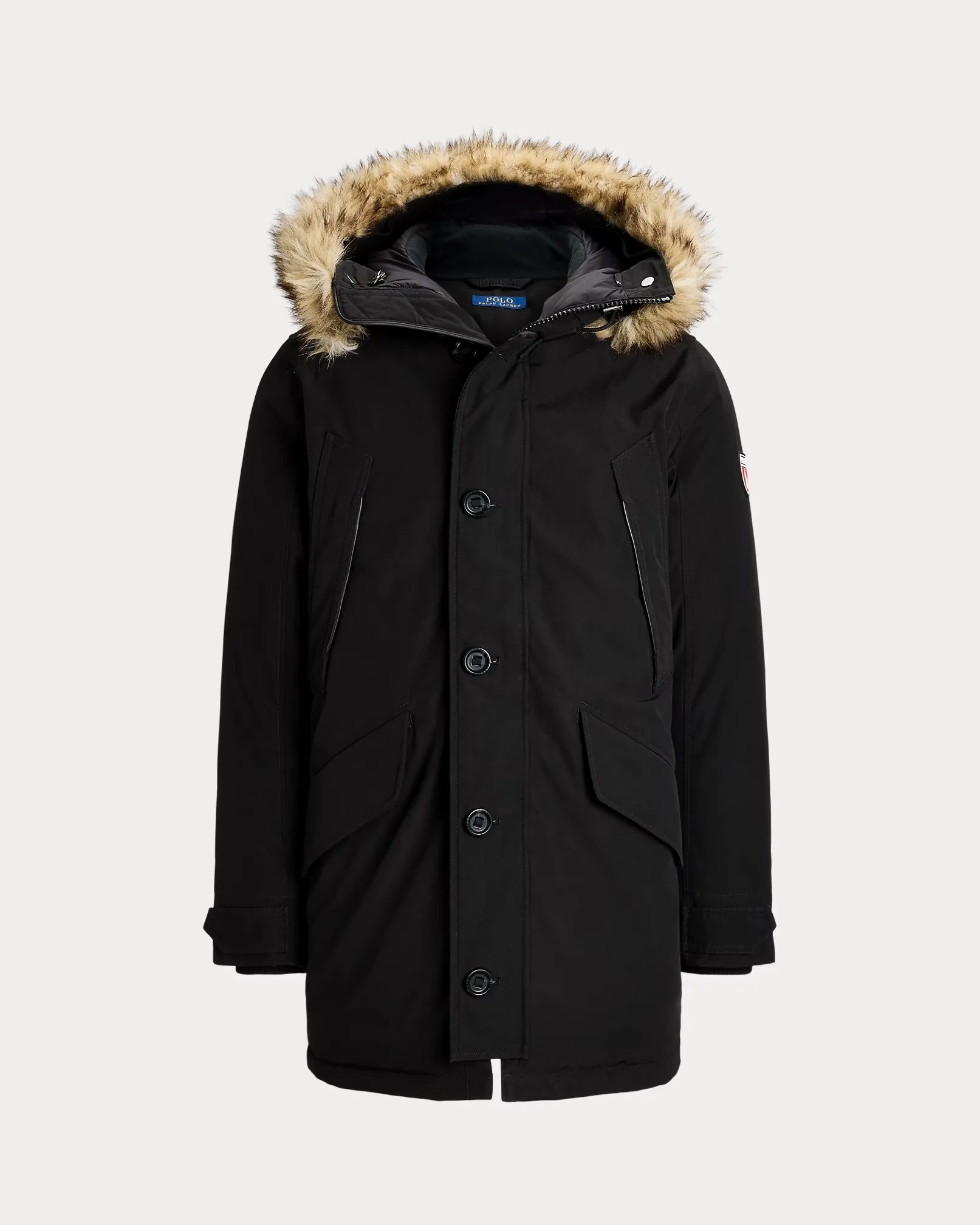 Faux Fur Down Jacket - Black