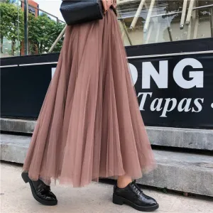 Four Seasons Mesh Skirt Korean Pleated Tutu Skirt
