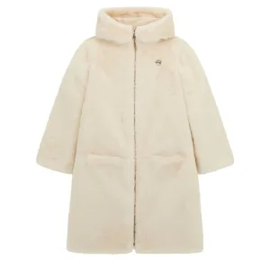 Girls Cream Reversible Faux Fur Coat