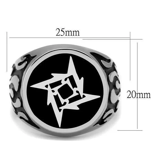 High polished (no plating) Stainless Steel Ring with Epoxy in Jet for Women Style TK2225