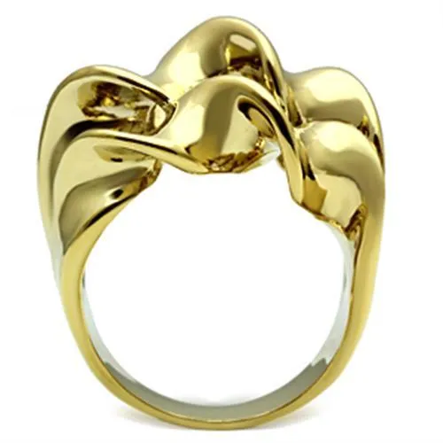 IP Gold(Ion Plating) Brass Ring with No Stone for Women Style GL288