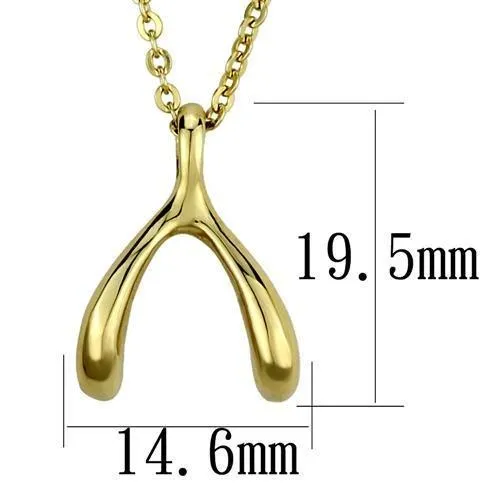 IP Gold(Ion Plating) Stainless Steel Chain Pendant with No Stone for Women Style TK2528