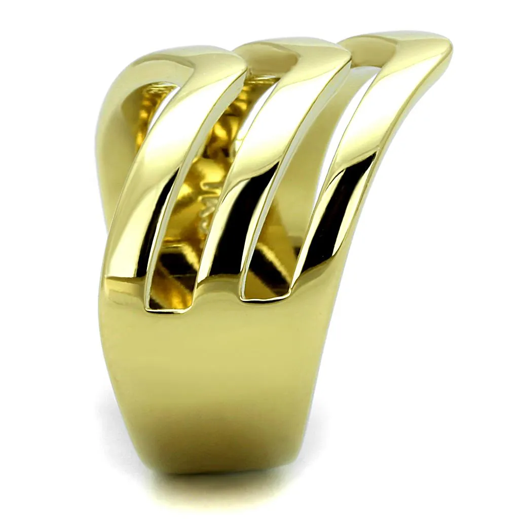 IP Gold(Ion Plating) Stainless Steel Ring with No Stone for Women Style TK2733