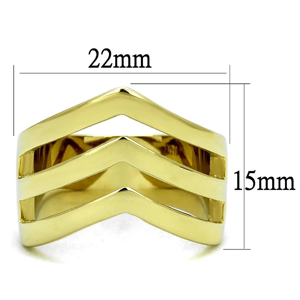 IP Gold(Ion Plating) Stainless Steel Ring with No Stone for Women Style TK2733
