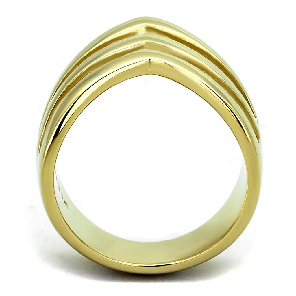 IP Gold(Ion Plating) Stainless Steel Ring with No Stone for Women Style TK2733
