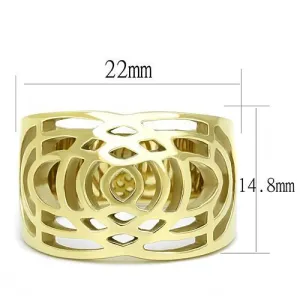 IP Gold(Ion Plating) Stainless Steel Ring with No Stone for Women Style TK3119