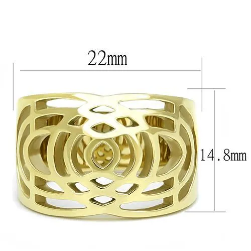 IP Gold(Ion Plating) Stainless Steel Ring with No Stone for Women Style TK3119