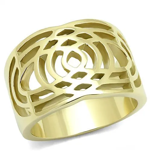 IP Gold(Ion Plating) Stainless Steel Ring with No Stone for Women Style TK3119
