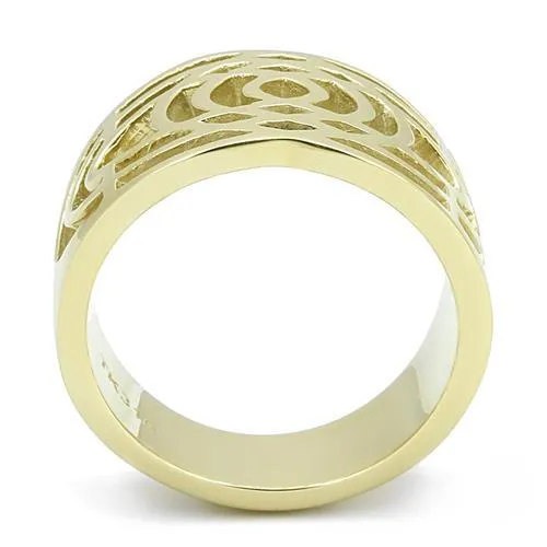 IP Gold(Ion Plating) Stainless Steel Ring with No Stone for Women Style TK3119