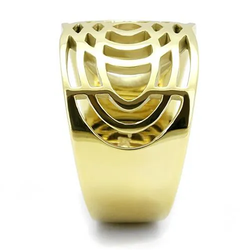 IP Gold(Ion Plating) Stainless Steel Ring with No Stone for Women Style TK3119