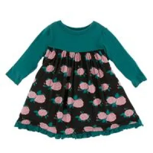 KicKee Pants London Long Sleeve Swing Dress in English Rose Garden