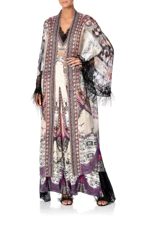 LAYERING ROBE WITH LACE INSERT VIOLET CITY