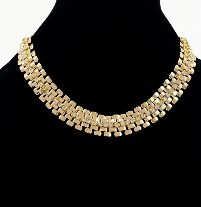 Link Necklace- Steel and Crystal Watch Band Link