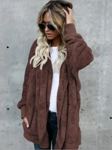Long Sides Both Side Faux Fur Coat