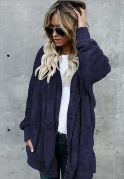 Long Sides Both Side Faux Fur Coat