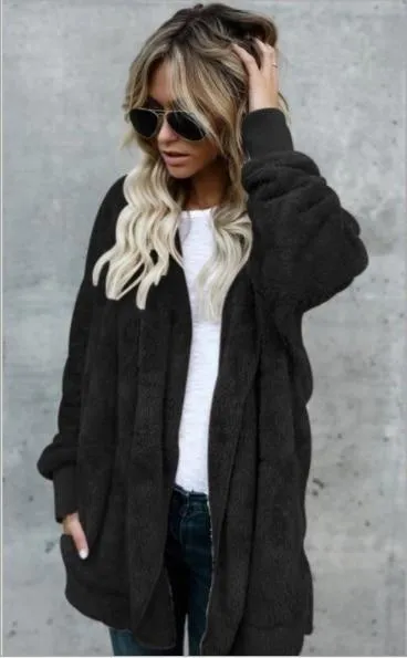 Long Sides Both Side Faux Fur Coat
