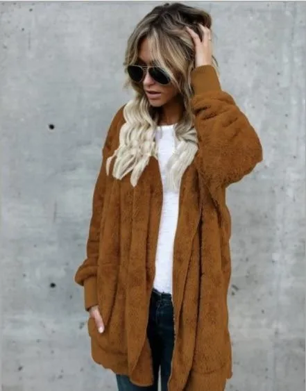 Long Sides Both Side Faux Fur Coat