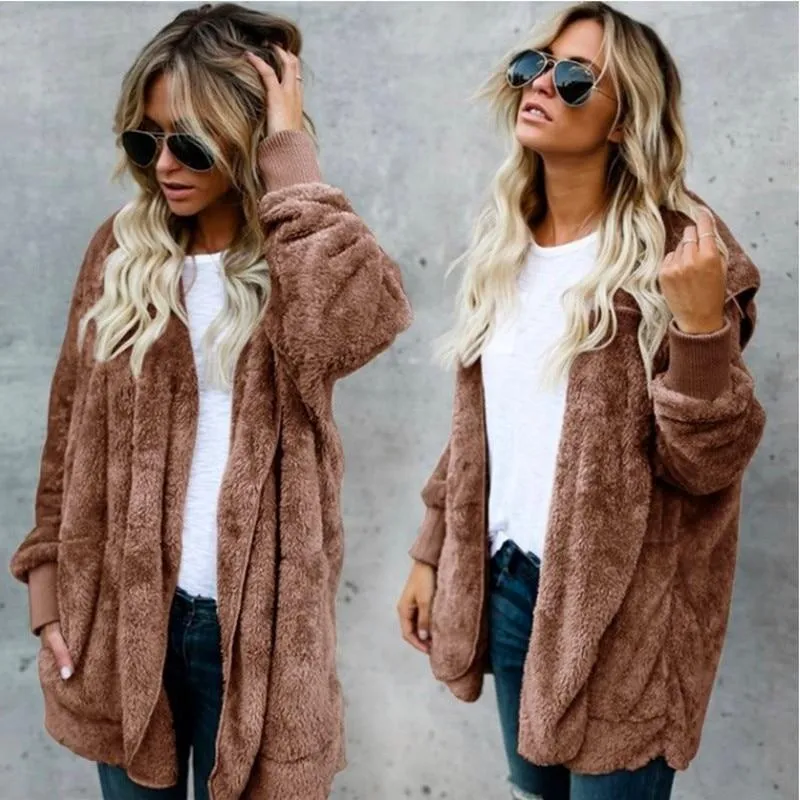 Long Sides Both Side Faux Fur Coat