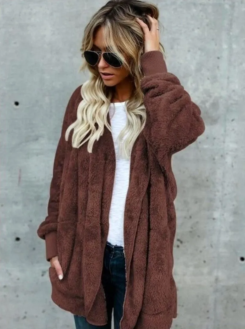 Long Sides Both Side Faux Fur Coat