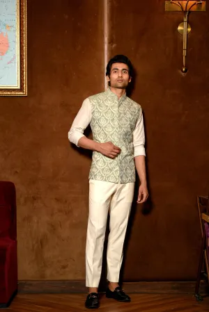 Pastel green Nehru waistcoat