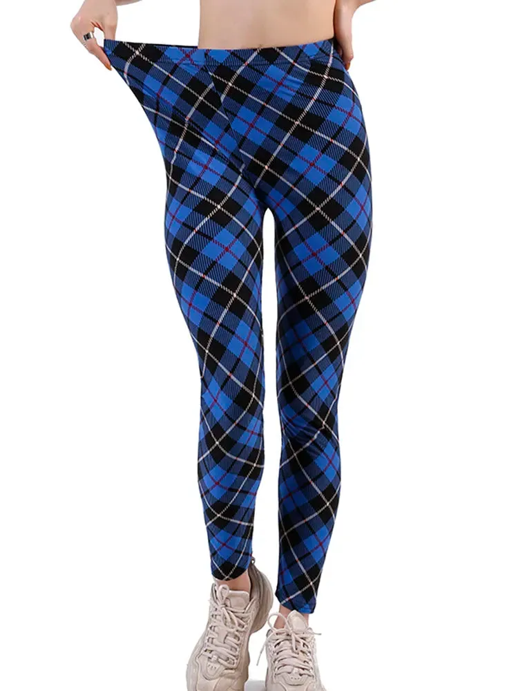 Plaid Leggings Women Pants Push Up Leggings Fashion Fitness Leggins Gym Sporting High Waist Trousers
