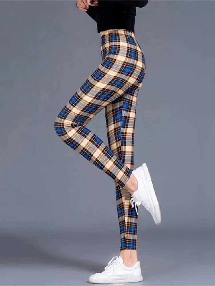 Plaid Leggings Women Pants Push Up Leggings Fashion Fitness Leggins Gym Sporting High Waist Trousers