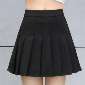 Pleated High Waist Slim-Look Tennis College Elastic Women Pants Anti-Exposed Skirt