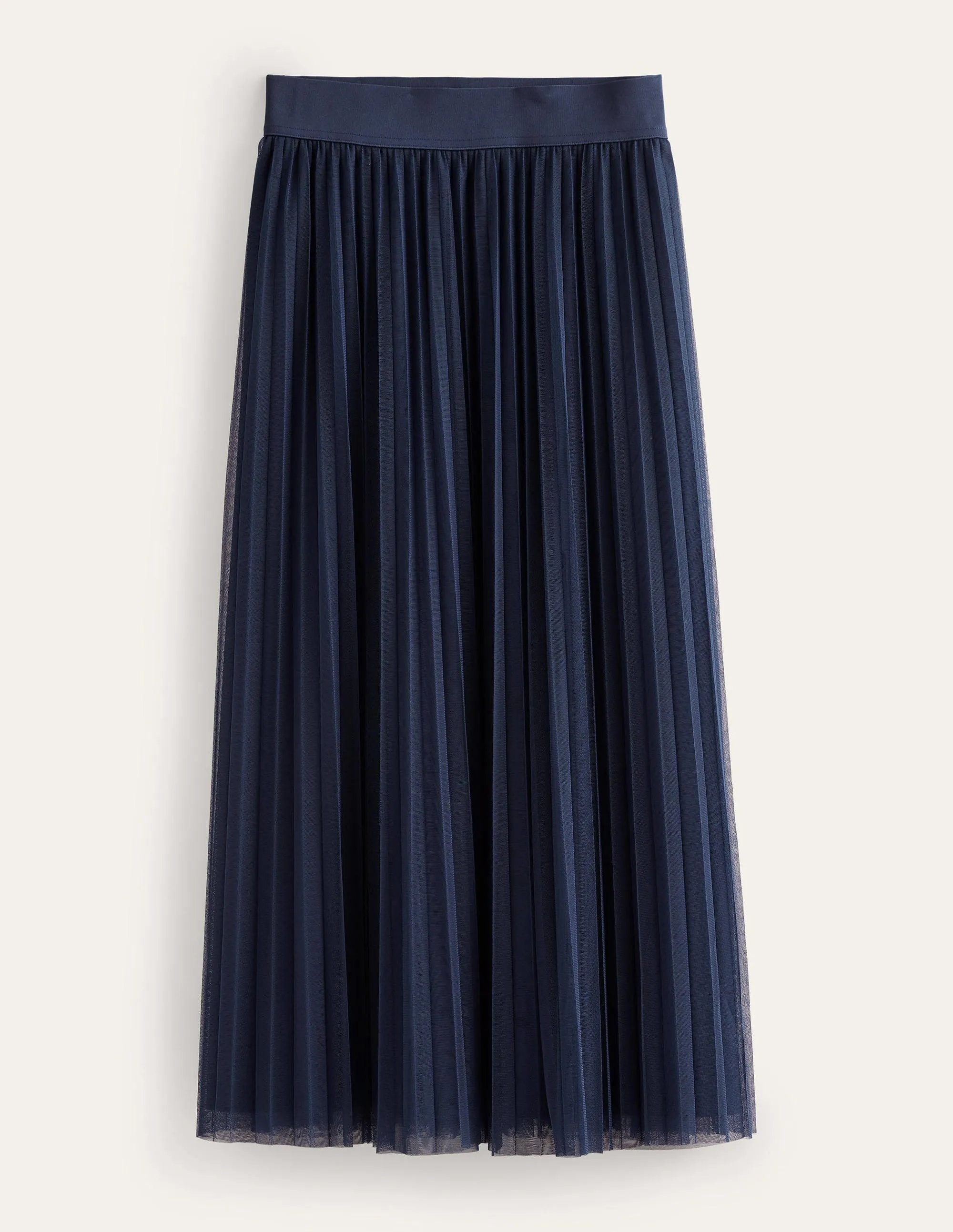 Pleated Tulle Skirt-Navy