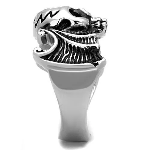 polished (no plating) Stainless Steel Ring with Epoxy in Jet for Women Style TK1601