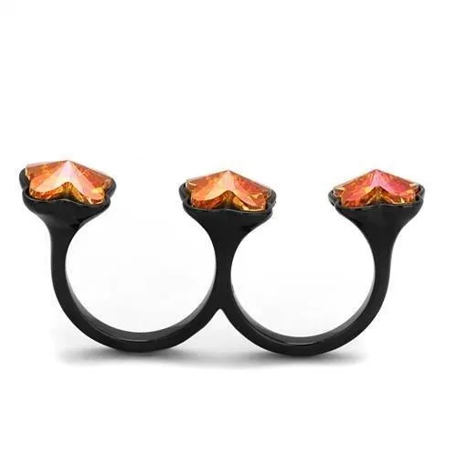 Stainless Steel Ring Top GRD Crystal Rose TK2102 for Women Style BlackIon