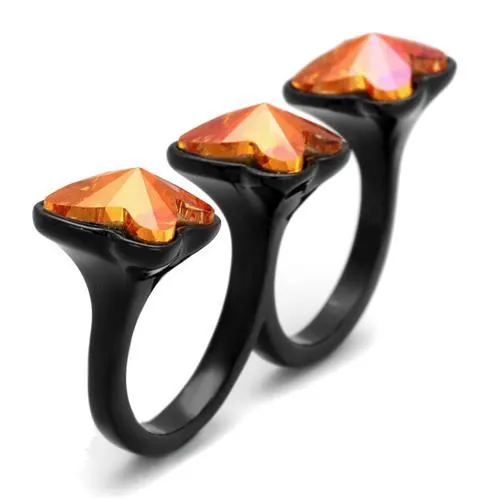 Stainless Steel Ring Top GRD Crystal Rose TK2102 for Women Style BlackIon
