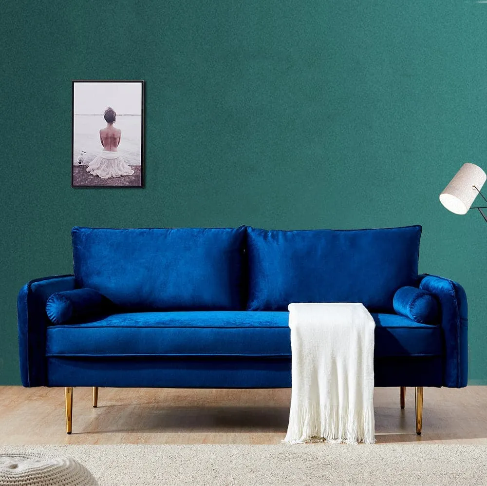 TFC&H Co. Velvet Fabric Sofa w/ Pocket - 71‘’Blue- Ships from The US