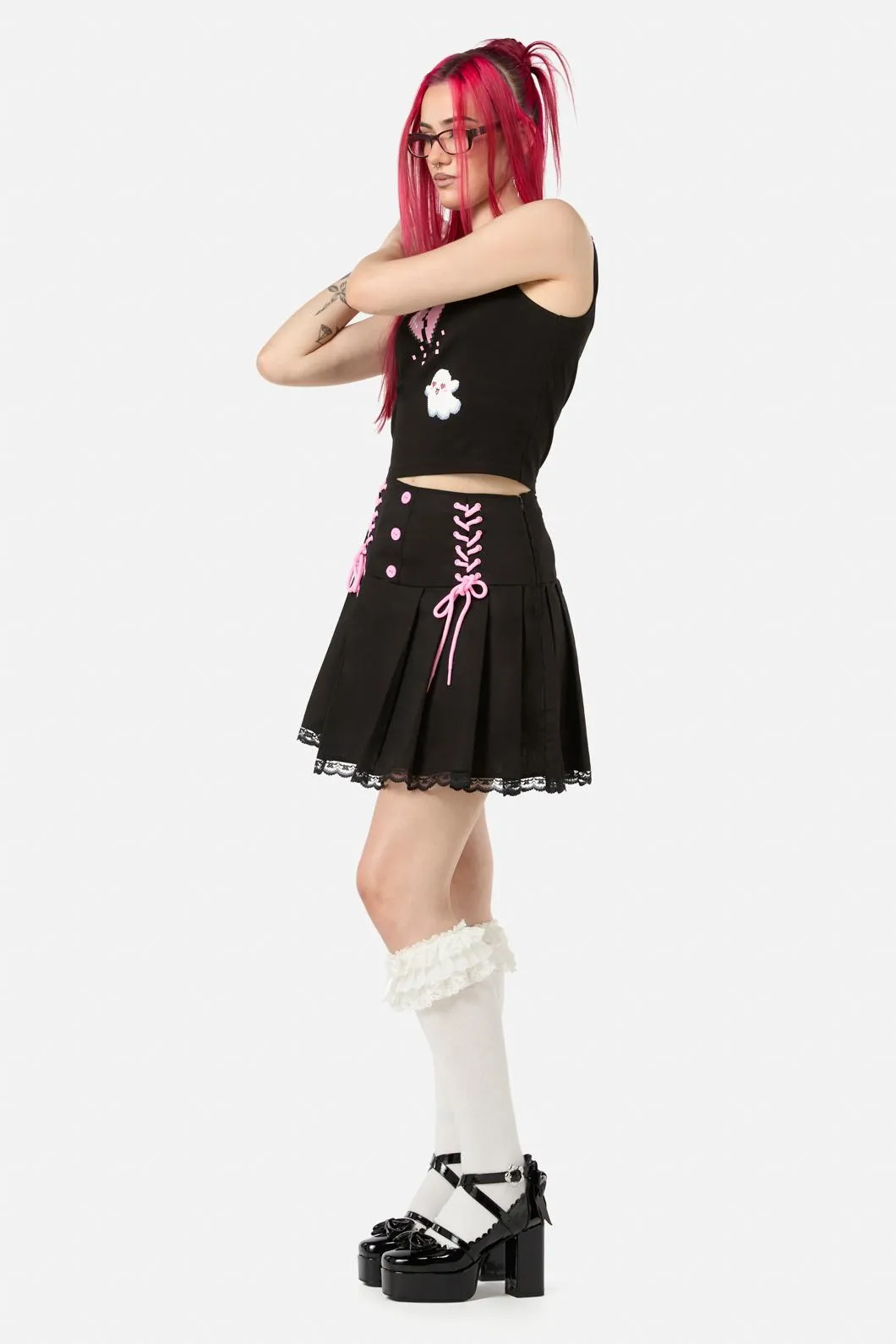 Two Of Hearts Lace Up Skirt