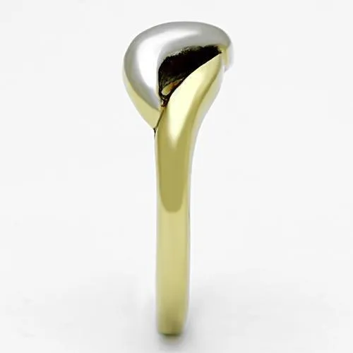 Two-Tone IP Gold (Ion Plating) Stainless Steel Ring with No Stone for Women Style TK1089