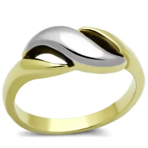 Two-Tone IP Gold (Ion Plating) Stainless Steel Ring with No Stone for Women Style TK1089