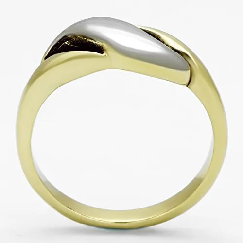 Two-Tone IP Gold (Ion Plating) Stainless Steel Ring with No Stone for Women Style TK1089