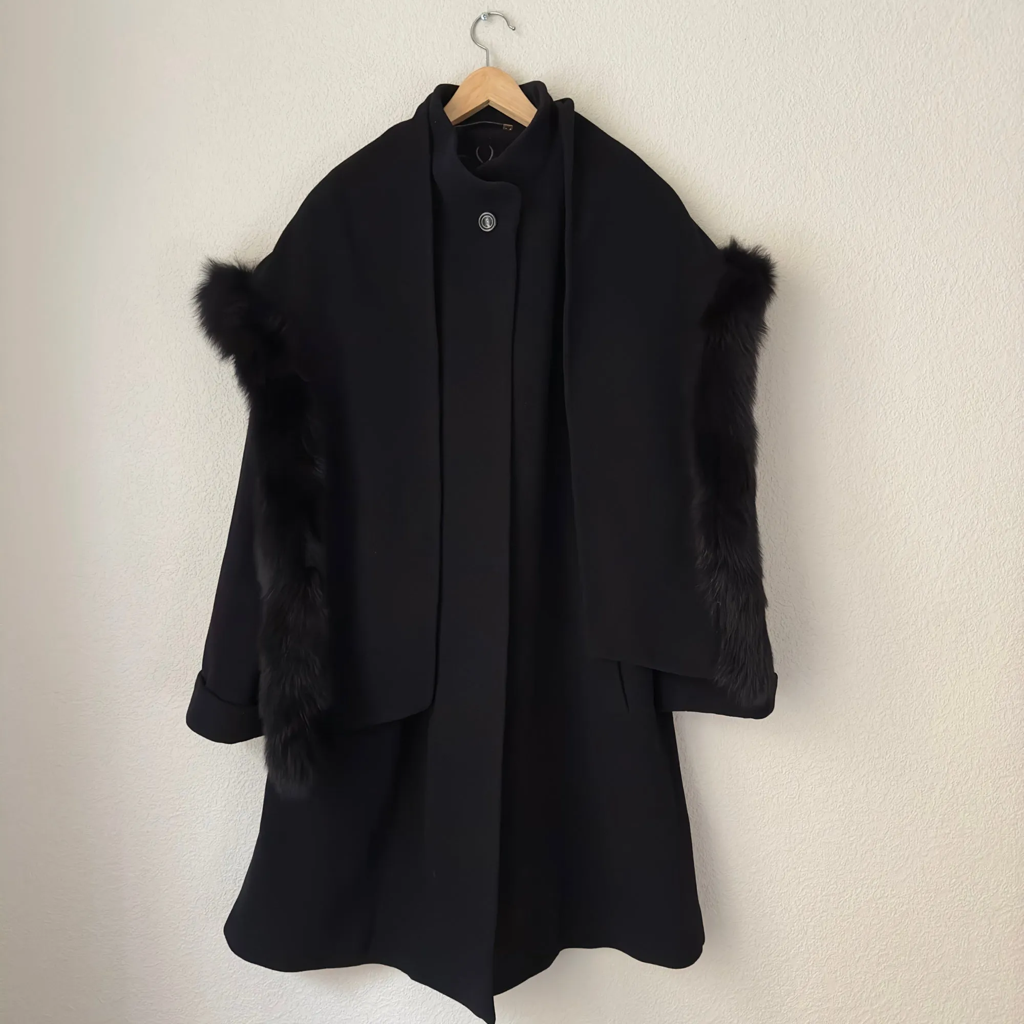 Vintage Wool Cashmere Scarf Coat, size M-L