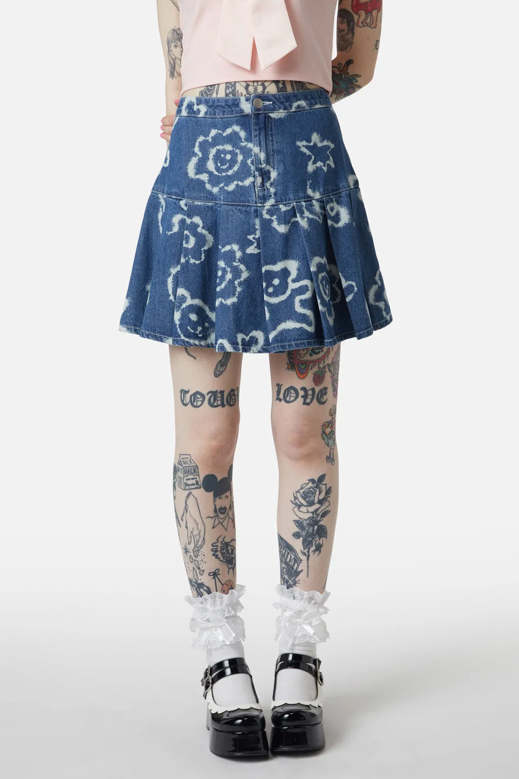 White Out Denim Skirt