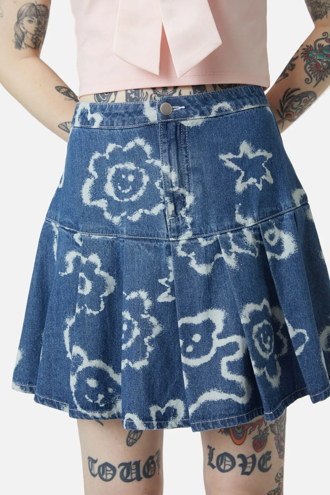 White Out Denim Skirt