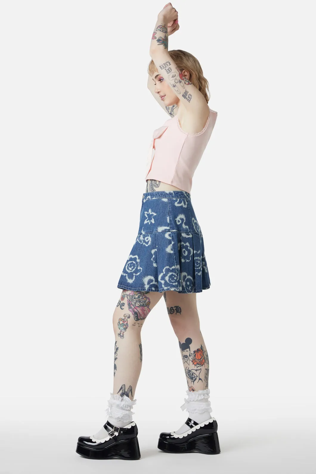 White Out Denim Skirt